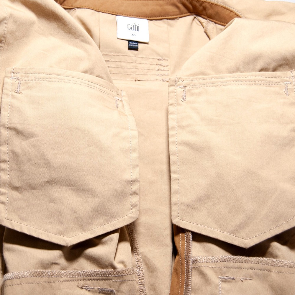 Cabi XS Women Tan #4301 Cotton Button Down Mason Jacket Collared Utility X Small - Picture 12 of 14